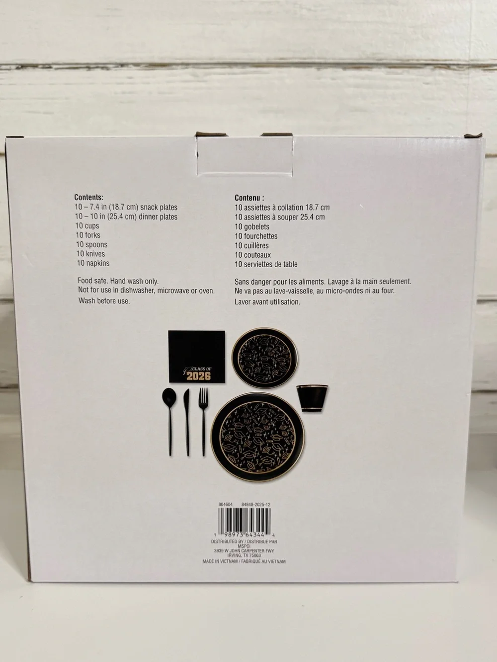 Class of 2026 Graduation Tableware Set for 10 | Black & Gold Party Supplies